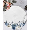 thumbnail image 1 of 15 Inch Round Placemats Set of 6, Fall Blue Pumpkin Non Slip Heat Insulation PP Table Mats, Thanksgiving White Eucalyptus Flower Washable Place Mats for Kitchen Dining Party Table Decor, 1 of 7