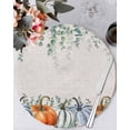 thumbnail image 1 of 15 Inch Round Placemats Set of 6, Fall Non Slip Heat Insulation PP Table Mats, Orange Blue Pumpkins Thanksgiving Green Eucalyptus Leaf Washable Place Mats for Kitchen Dining Party Table Decor, 1 of 7