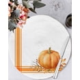 thumbnail image 1 of 15 Inch Round Placemats Set of 6, Fall Non Slip Heat Insulation PP Table Mats, Orange Pumpkin Thanksgiving Autumn Stripe Leaf Washable Place Mats for Kitchen Dining Party Table Decor, 1 of 7