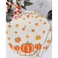 thumbnail image 1 of 15 Inch Round Placemats Set of 6, Fall Orange Non Slip Heat Insulation PP Table Mats, Thanksgiving Autumn Watercolor Pumpkin Washable Place Mats for Kitchen Dining Party Table Decor, 1 of 7
