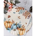 thumbnail image 1 of 15 Inch Round Placemats Set of 6, Fall Pumpkins Orange Blue Non Slip Heat Insulation PP Table Mats, Thanksgiving Botanical Rustic Washable Place Mats for Kitchen Dining Party Table Decor, 1 of 7