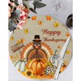 thumbnail image 1 of 15 Inch Round Placemats Set of 6, Fall Turkey Non Slip Heat Insulation PP Table Mats, Happy Thanksgiving Pumpkin Maple Leaf Washable Place Mats for Kitchen Dining Party Table Decor, 1 of 7