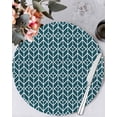thumbnail image 1 of 15 Inch Round Placemats Set of 6, Geometric Non Slip Heat Insulation PP Table Mats, Modern Abstract Lines Texture Teal Washable Place Mats for Kitchen Dining Party Table Decor, 1 of 7