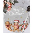 thumbnail image 1 of 15 Inch Round Placemats Set of 6, Gingerbread Grey Non Slip Heat Insulation PP Table Mats, Christmas Winter Snowflake Washable Place Mats for Kitchen Dining Party Table Decor, 1 of 7