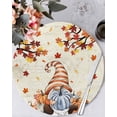 thumbnail image 1 of 15 Inch Round Placemats Set of 6, Gnomes Pumpkin Fall Non Slip Heat Insulation PP Table Mats, Maple Leaves Thanksgiving Branches Washable Place Mats for Kitchen Dining Party Table Decor, 1 of 7