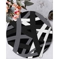 thumbnail image 1 of 15 Inch Round Placemats Set of 6, Gray Black Geometric Non Slip Heat Insulation PP Table Mats, Modern Art Abstract Grey Line Washable Place Mats for Kitchen Dining Party Table Decor, 1 of 7