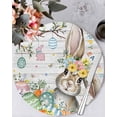 thumbnail image 1 of 15 Inch Round Placemats Set of 6, Gray Easter Bunny Non Slip Heat Insulation PP Table Mats, Spring Easter Eggs Floral Wooden Washable Place Mats for Kitchen Dining Party Table Decor, 1 of 7