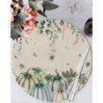 thumbnail image 1 of 15 Inch Round Placemats Set of 6, Green Blue Pumpkins Fall Non Slip Heat Insulation PP Table Mats, Thanksgiving Eucalyptus Leaves Rustic Washable Place Mats for Kitchen Dining Party Table Decor, 1 of 7