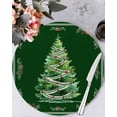 thumbnail image 1 of 15 Inch Round Placemats Set of 6, Green Christmas Tree Non Slip Heat Insulation PP Table Mats, Snowflake Xmas Botanical Berry Washable Place Mats for Kitchen Dining Party Table Decor, 1 of 7