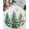 thumbnail image 1 of 15 Inch Round Placemats Set of 6, Green Christmas Tree Non Slip Heat Insulation PP Table Mats, Xmas Tree Grey Snowflake Washable Place Mats for Kitchen Dining Party Table Decor, 1 of 7