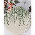 thumbnail image 1 of 15 Inch Round Placemats Set of 6, Green Eucalyptus Leaves Non Slip Heat Insulation PP Table Mats, Summer Botanical Weeping Rustic Washable Place Mats for Kitchen Dining Party Table Decor, 1 of 7