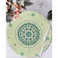 thumbnail image 1 of 15 Inch Round Placemats Set of 6, Green Floral Non Slip Heat Insulation PP Table Mats, round Floral Ethnic Abstract Patterned Washable Place Mats for Kitchen Dining Party Table Decor, 1 of 7