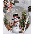 thumbnail image 1 of 15 Inch Round Placemats Set of 6, Grey Christmas Non Slip Heat Insulation PP Table Mats, Snowman Xmas Tree Snowflake Gifts Elk Washable Place Mats for Kitchen Dining Party Table Decor, 1 of 7