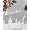 thumbnail image 1 of 15 Inch Round Placemats Set of 6, Grey Christmas Non Slip Heat Insulation PP Table Mats, Xmas Elk Tree Snowflake Forest Washable Place Mats for Kitchen Dining Party Table Decor, 1 of 7