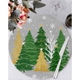 thumbnail image 1 of 15 Inch Round Placemats Set of 6, Grey Christmas Tree Non Slip Heat Insulation PP Table Mats, Green Golden Xmas Tree Snowflake Winter Washable Place Mats for Kitchen Dining Party Table Decor, 1 of 7