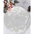 thumbnail image 1 of 15 Inch Round Placemats Set of 6, Grey Snowflake Christmas Non Slip Heat Insulation PP Table Mats, Winter Xmas Snowflake Farmhouse Washable Place Mats for Kitchen Dining Party Table Decor, 1 of 7