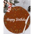 thumbnail image 1 of 15 Inch Round Placemats Set of 6, Happy Birthday Non Slip Heat Insulation PP Table Mats, Brown Modern Abstract Art Washable Place Mats for Kitchen Dining Party Table Decor, 1 of 7