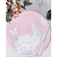 thumbnail image 1 of 15 Inch Round Placemats Set of 6, Happy Easter Bunny Non Slip Heat Insulation PP Table Mats, Rabbit Butterfly Spring Flowers Pink Washable Place Mats for Kitchen Dining Party Table Decor, 1 of 7