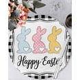 thumbnail image 1 of 15 Inch Round Placemats Set of 6, Happy Easter Non Slip Heat Insulation PP Table Mats, Cute Lovely Colorful Rabbits Black White Plaid Washable Place Mats for Kitchen Dining Party Table Decor, 1 of 7