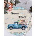 thumbnail image 1 of 15 Inch Round Placemats Set of 6, Happy Easter Non Slip Heat Insulation PP Table Mats, Spring Truck Bunny Butterfly Blue Plaid Washable Place Mats for Kitchen Dining Party Table Decor, 1 of 7