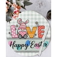 thumbnail image 1 of 15 Inch Round Placemats Set of 6, Happy Easter Non Slip Heat Insulation PP Table Mats, Watercolor Gnomes Rabbits Eggs Love Green Plaid Washable Place Mats for Kitchen Dining Party Table Decor, 1 of 7