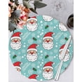 thumbnail image 1 of 15 Inch Round Placemats Set of 6, Merry Christmas Non Slip Heat Insulation PP Table Mats, Santa Claus Xmas Winter Leaves Snowflake Blue Washable Place Mats for Kitchen Dining Party Table Decor, 1 of 7