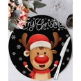 thumbnail image 1 of 15 Inch Round Placemats Set of 6, Merry Christmas Non Slip Heat Insulation PP Table Mats, Winter Cartoon Xmas Deer Snowflake Washable Place Mats for Kitchen Dining Party Table Decor, 1 of 7