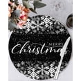 thumbnail image 1 of 15 Inch Round Placemats Set of 6, Merry Christmas Non Slip Heat Insulation PP Table Mats, Winter Snowflake Xmas Aesthetic Black Washable Place Mats for Kitchen Dining Party Table Decor, 1 of 7