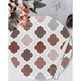 thumbnail image 1 of 15 Inch Round Placemats Set of 6, Moroccan Geometric Non Slip Heat Insulation PP Table Mats, Vintage Boho Rhombic Pattern Red Gray Washable Place Mats for Kitchen Dining Party Table Decor, 1 of 7