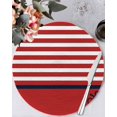 thumbnail image 1 of 15 Inch Round Placemats Set of 6, Nautical Anchor Non Slip Heat Insulation PP Table Mats, Red White Geometric Horizontal Stripes Washable Place Mats for Kitchen Dining Party Table Decor, 1 of 7