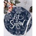 thumbnail image 1 of 15 Inch Round Placemats Set of 6, Navy Blue Christmas Non Slip Heat Insulation PP Table Mats, Retro Rustic Winter Snowflakes Xmas Washable Place Mats for Kitchen Dining Party Table Decor, 1 of 7