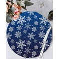 thumbnail image 1 of 15 Inch Round Placemats Set of 6, Navy Blue Snowflake Christmas Non Slip Heat Insulation PP Table Mats, Winter Xmas Snowflakes Washable Place Mats for Kitchen Dining Party Table Decor, 1 of 7