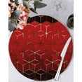 thumbnail image 1 of 15 Inch Round Placemats Set of 6, Ombre Red Geometric Non Slip Heat Insulation PP Table Mats, Modern Abstract Art Washable Place Mats for Kitchen Dining Party Table Decor, 1 of 7