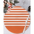 thumbnail image 1 of 15 Inch Round Placemats Set of 6, Orange Anchor Non Slip Heat Insulation PP Table Mats, Modern Nautical White Geometric Stripes Washable Place Mats for Kitchen Dining Party Table Decor, 1 of 7