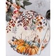 thumbnail image 1 of 15 Inch Round Placemats Set of 6, Orange Blue Fall Non Slip Heat Insulation PP Table Mats, Thanksgiving Pumpkins Botanical Rustic Washable Place Mats for Kitchen Dining Party Table Decor, 1 of 7