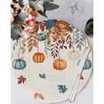 thumbnail image 1 of 15 Inch Round Placemats Set of 6, Orange Blue Pumpkins Fall Non Slip Heat Insulation PP Table Mats, Weeping Botanical Thanksgiving Rustic Washable Place Mats for Kitchen Dining Party Table Decor, 1 of 7