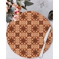 thumbnail image 1 of 15 Inch Round Placemats Set of 6, Orange Brown Flowers Non Slip Heat Insulation PP Table Mats, Farmhouse Retro Abstract Floral Washable Place Mats for Kitchen Dining Party Table Decor, 1 of 7