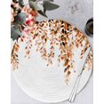 thumbnail image 1 of 15 Inch Round Placemats Set of 6, Orange Eucalyptus Non Slip Heat Insulation PP Table Mats, Fall Weeping Botanical Leaf Watercolor Washable Place Mats for Kitchen Dining Party Table Decor, 1 of 7
