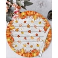 thumbnail image 1 of 15 Inch Round Placemats Set of 6, Orange Fall Non Slip Heat Insulation PP Table Mats, Vintage Maple Leaf Pumpkins Thanksgiving Washable Place Mats for Kitchen Dining Party Table Decor, 1 of 7