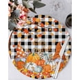 thumbnail image 1 of 15 Inch Round Placemats Set of 6, Orange Pumpkin Gnomes Fall Non Slip Heat Insulation PP Table Mats, Branches Thanksgiving Leaves Plaid Washable Place Mats for Kitchen Dining Party Table Decor, 1 of 7