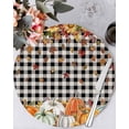 thumbnail image 1 of 15 Inch Round Placemats Set of 6, Orange Pumpkins Fall Non Slip Heat Insulation PP Table Mats, Thanksgiving Botanical Black Plaid Washable Place Mats for Kitchen Dining Party Table Decor, 1 of 7