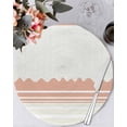 thumbnail image 1 of 15 Inch Round Placemats Set of 6, Orange Striped Non Slip Heat Insulation PP Table Mats, Abstract Modern Geometric Stripes Washable Place Mats for Kitchen Dining Party Table Decor, 1 of 7