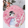 thumbnail image 1 of 15 Inch Round Placemats Set of 6, Pink Christmas Non Slip Heat Insulation PP Table Mats, Snowman Xmas Tree Ball Gifts Winter Washable Place Mats for Kitchen Dining Party Table Decor, 1 of 7