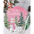 thumbnail image 1 of 15 Inch Round Placemats Set of 6, Pink Christmas Non Slip Heat Insulation PP Table Mats, Snowman Xmas Tree Elk Snowflake Washable Place Mats for Kitchen Dining Party Table Decor, 1 of 7