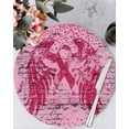 thumbnail image 1 of 15 Inch Round Placemats Set of 6, Pink Ribbon Non Slip Heat Insulation PP Table Mats, Wings Romantic Love Heart Flowers Retro Country Washable Place Mats for Kitchen Dining Party Table Decor, 1 of 7