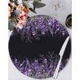 thumbnail image 1 of 15 Inch Round Placemats Set of 6, Purple Lavender Non Slip Heat Insulation PP Table Mats, Spring Watercolor Wildflowers Plant Black Washable Place Mats for Kitchen Dining Party Table Decor, 1 of 7