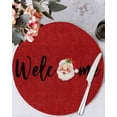 thumbnail image 1 of 15 Inch Round Placemats Set of 6, Red Christmas Non Slip Heat Insulation PP Table Mats, Santa Xmas Rustic Farmhouse Winter Washable Place Mats for Kitchen Dining Party Table Decor, 1 of 7