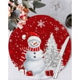 thumbnail image 1 of 15 Inch Round Placemats Set of 6, Red Christmas Non Slip Heat Insulation PP Table Mats, Snowman Snowflake Gifts Xmas Tree Washable Place Mats for Kitchen Dining Party Table Decor, 1 of 7