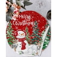 thumbnail image 1 of 15 Inch Round Placemats Set of 6, Red Christmas Non Slip Heat Insulation PP Table Mats, Xmas Trees Snowman Elk Snowflake Washable Place Mats for Kitchen Dining Party Table Decor, 1 of 7