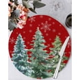 thumbnail image 1 of 15 Inch Round Placemats Set of 6, Red Christmas Tree Non Slip Heat Insulation PP Table Mats, Xmas Trees Snowflake Winter Washable Place Mats for Kitchen Dining Party Table Decor, 1 of 7